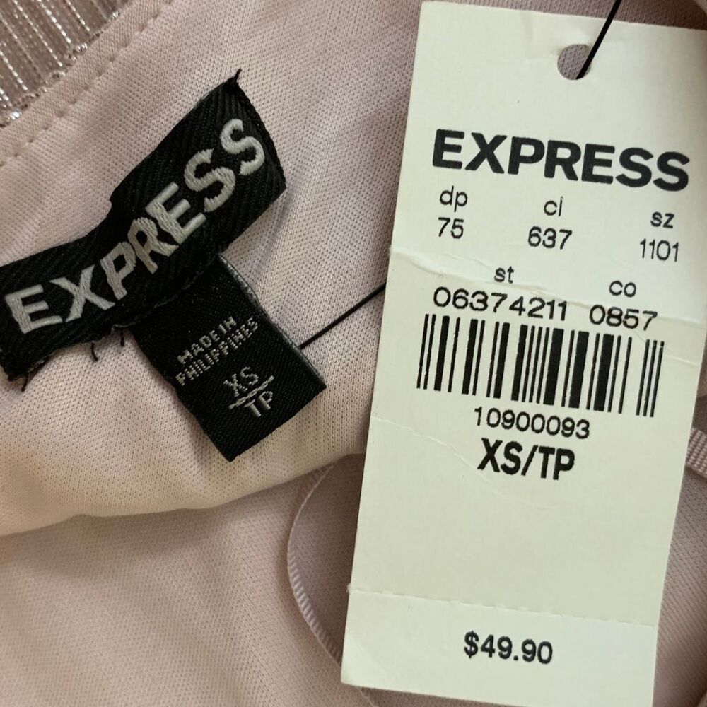 Express Metallic Pink Pleated Cami Top Size XS NEW with Tag - Picture 7 of 12